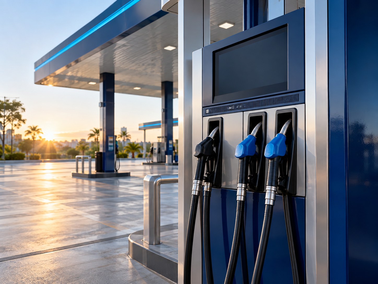 Equipamento de abastecimento em um posto de combustíveis moderno